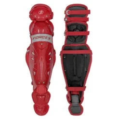 Force3 Catcher Shin Guards -Baseball Store 22 Force3 Shin Leg Guards Red Gray