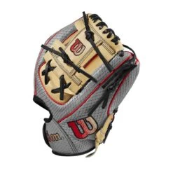 Wilson A2000 Pedroia Fit SuperSkin PF88 Blonde/Grey/Black 11.25"-RHT -Baseball Store WBW100981 2 2023 A2000 IF PF88SS 1125 GreySnakeSS Blonde Red